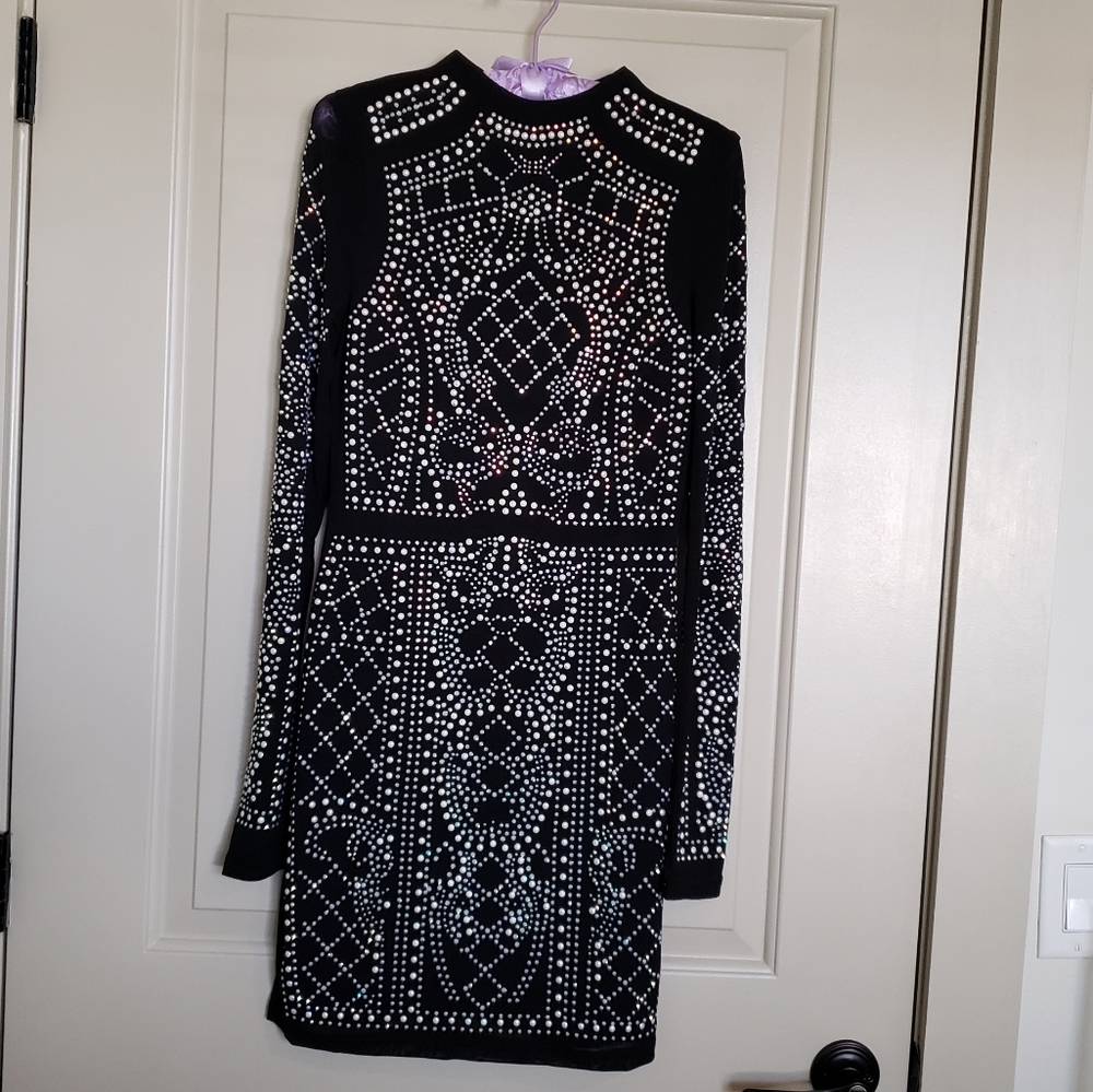 Mini dress with rhinestones